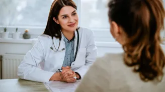 Woman talking to her doctor