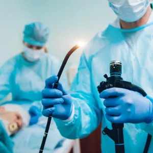 Surgeon with Endoscope