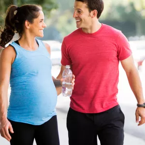 Pregnant woman walking for exercise