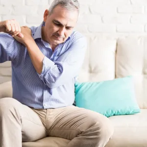 Man with shoulder discomfort