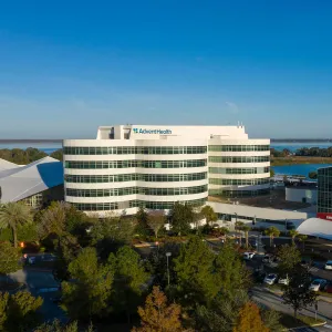 The fused, triple-tower building that makes up AdventHealth Waterman