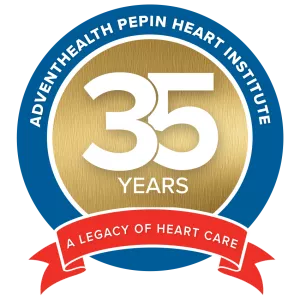 AdventHealth Pepin Heart Institute 35 Years Anniversary logo.