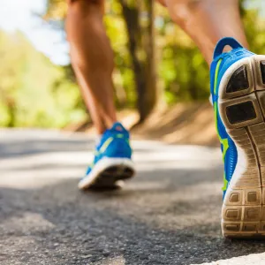 Running shoes on trail