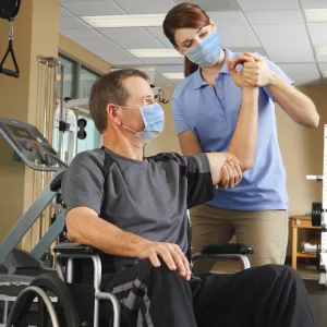 A man doing physical therapy. 