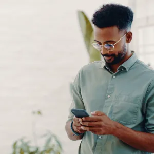 A young man on his smartphone