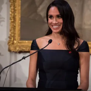 Meagan Markle on the podium speaking