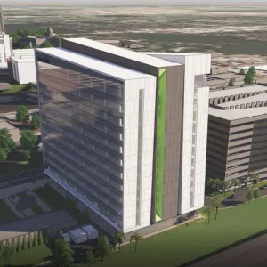 A 3-D render of the AdventHealth Rothman building