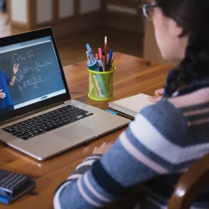 A student taking classes online.