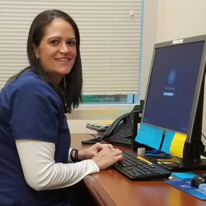 Marnie harris using a computer