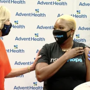 First lady Jill Biden and Dr. Anthony Fauci visited the Shots on Ice vaccination event hosted by AdventHealth and the Tampa Bay Lightning at the Amalie Arena in Tampa.