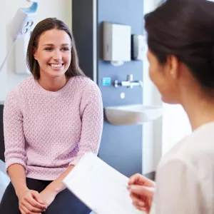 Patient interacting with a physician