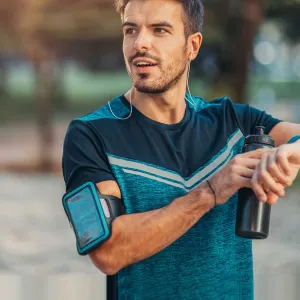 A man running outdoors.