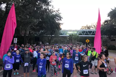 Female runners at start line Lady Track Shack 5k