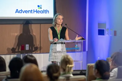 Cory O'Brien speaking at the 2023 Digestive Health Symposium.