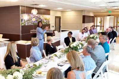 Karen Steely speaks at the Edna Owens Breast Center lunch