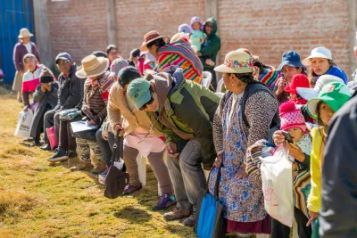 People standing in a line.