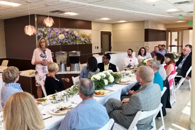 Lanell Jacobs speaking at the Edna Owens Breast Center Lunch