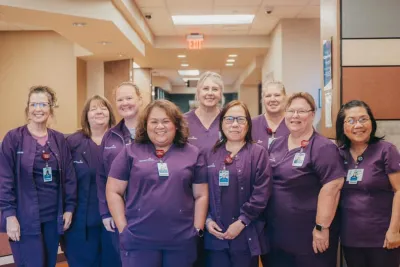 ottawa nursing department wearing purple scrubs