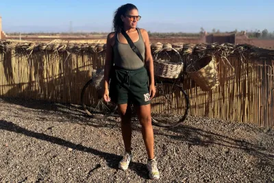 Sharlene after bariatric surgery, standing outdoors