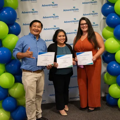 Peter Kim Acas, Pauline Prince and Susanna Krouse were honored at the AdventHealth Redmond Service Awards in recognition of their five years of service.