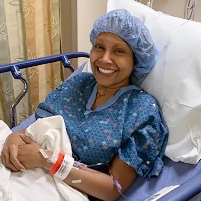 Simona Lazinsk patient breast cancer waiting to go into surgery
