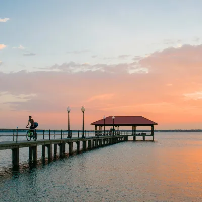 Sunset at a lake.