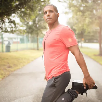 Man stretching before a run.