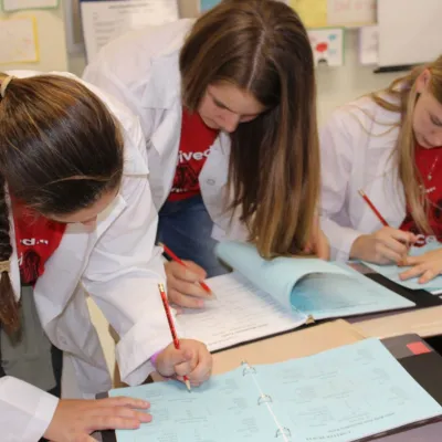 Students working on a school project.
