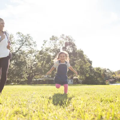 Mother and Daughter Running