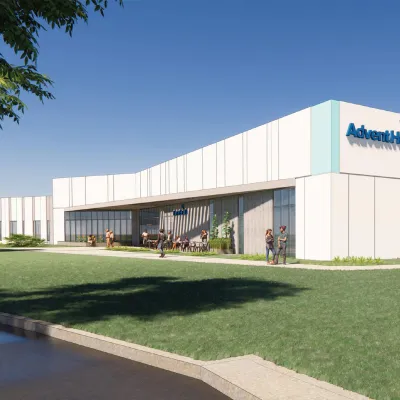 Exterior rendering of AdventHealth Care Pavilion Heathbrook.