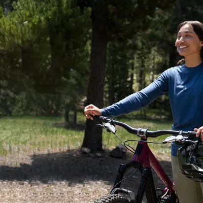 Woman riding a bike