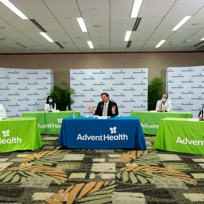 Governor Ron DeSantis at AdventHealth Orlando.