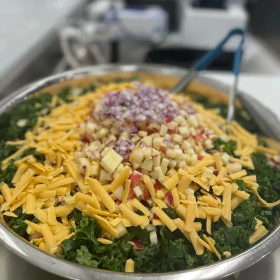 Kale, apple, cheddar salad