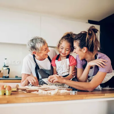 Family baking together