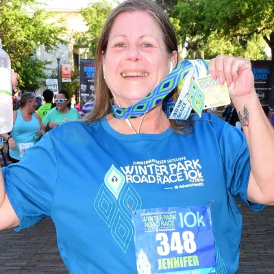 Jennifer Gouaux at a 5k race.