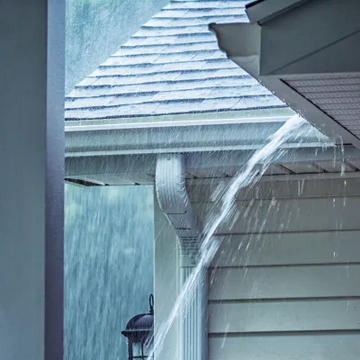 Heavy rainfall hits a home.