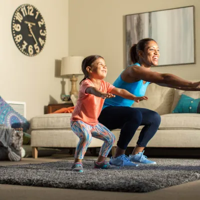 Working out with mom in the morning.