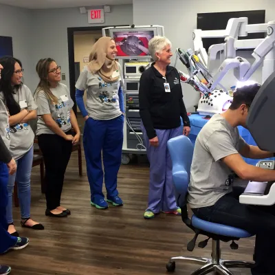 Group using robotic surgery equipment at AdventHealth Gordon Robotic Surgery