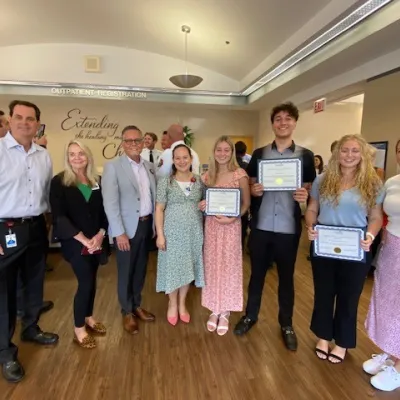 Three high school seniors received the Ethan Wilson Memorial Scholarship from the medical staff at AdventHealth New Smyrna Beach.  