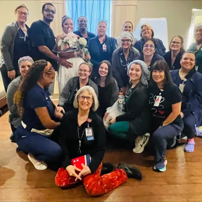 The nursing team at AdventHealth for Women that planned a wedding for a patient who had her baby early and got married at the hospital.