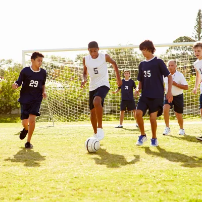 Kids playing soccer