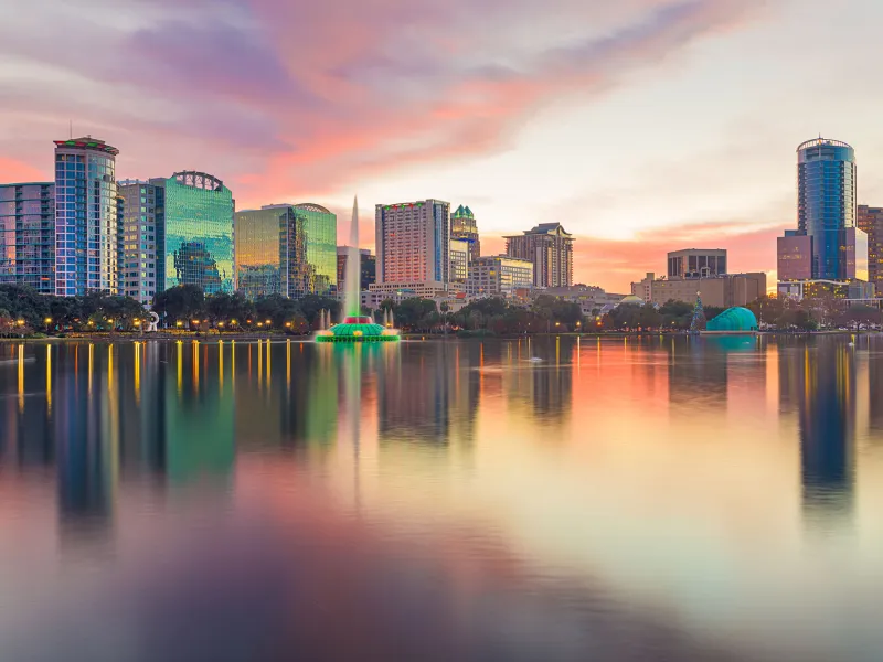 Orlando skyline at dusk