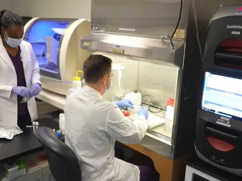 The AdventHealth clinical team works in lab researching and developing this new brain-eating amoeba test that can diagnose within three hours.  