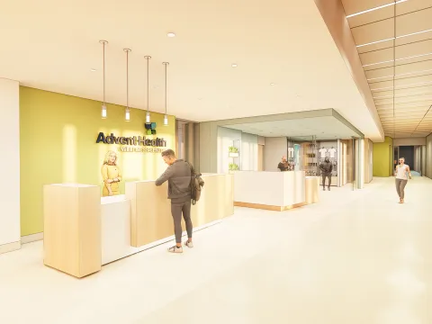Sebring Wellness Center lobby rendering.