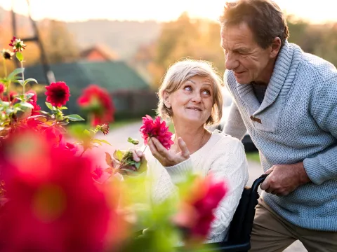 Man and woman in garden