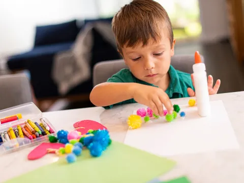a boy making art