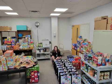 Cereal, food drives from AdventHealth team members assist in bridging the meal gap when students are out of school for the summer.