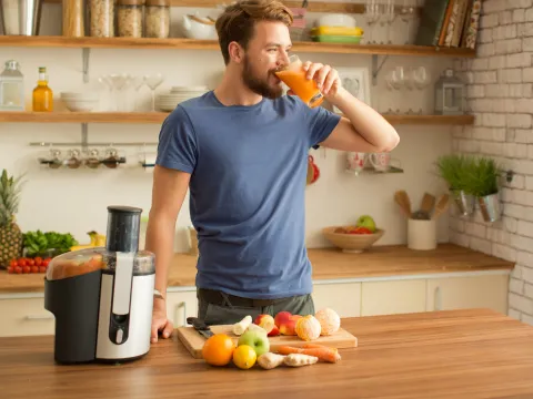 Man drinking juice 