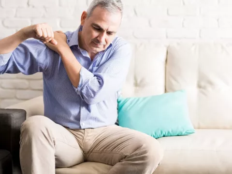 Man with shoulder discomfort