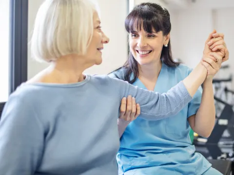 Woman having physical therapy